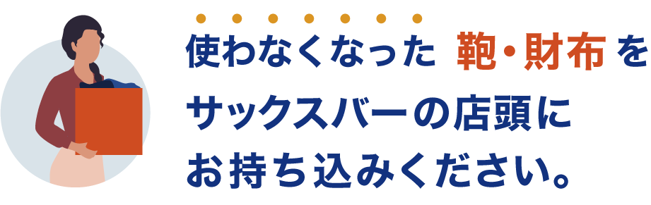 使わなくなった鞄・財布をサックスバーの店頭にお持ち込みください