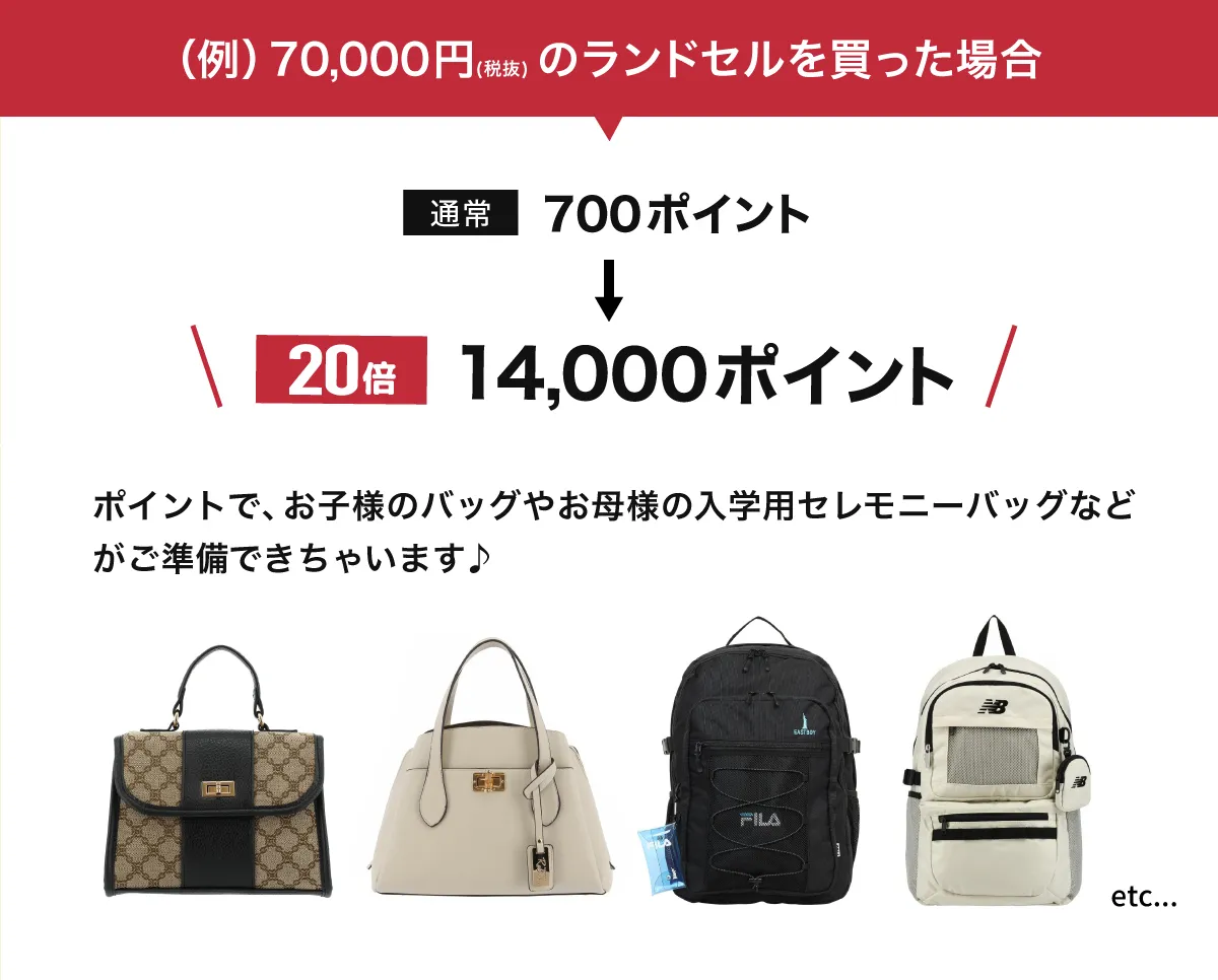ランドセルを買うとポイント20倍