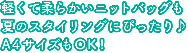 軽くて柔らかいニットバッグも夏のスタイリングにぴったり♪A4サイズもOK!