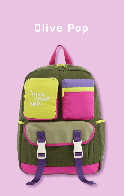 ぱくちーひとみコラボリュックのオリーブポップ