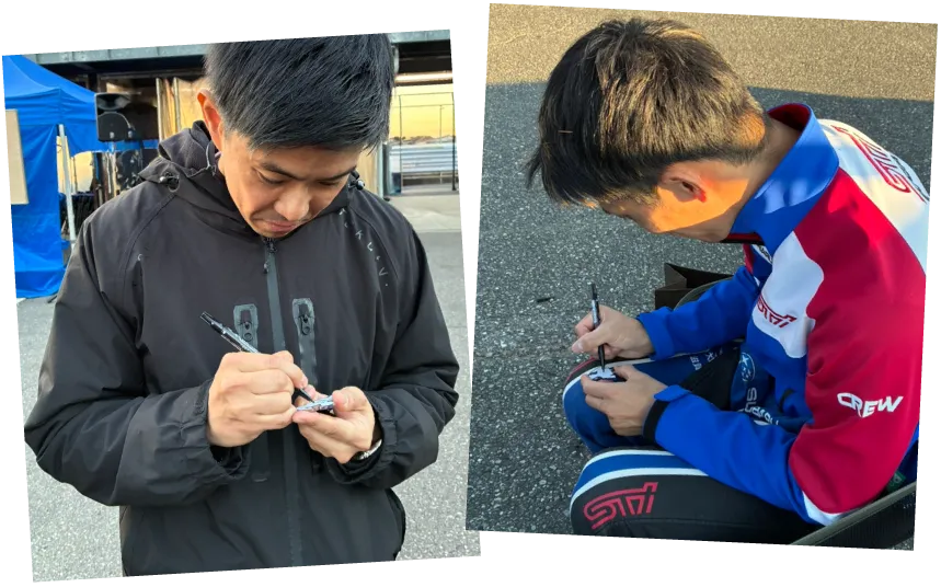 選手のサイン中のショット