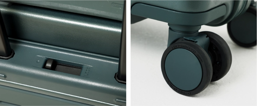 手元にブレーキのスイッチがついている画像と、キャスターの画像