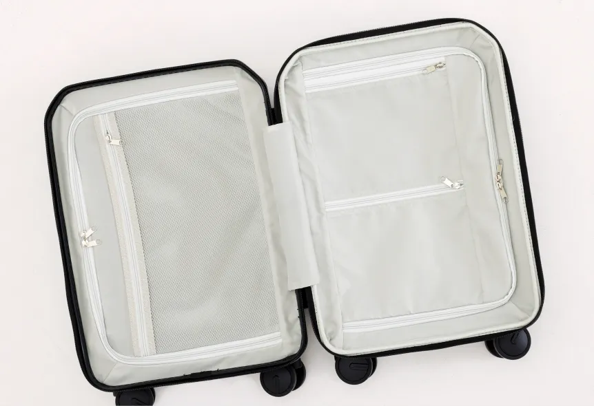 メイン収納は真ん中から両面開きのイメージ