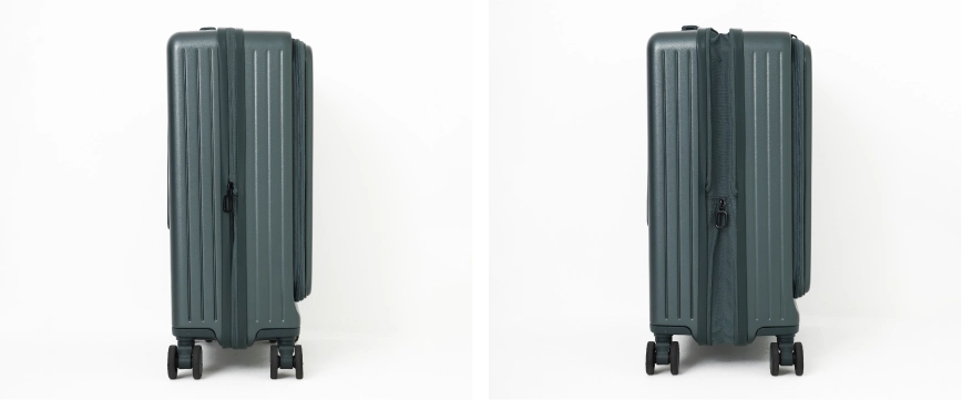 エキスパンダブル使用で容量の増えるスーツケース