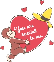 おさるのジョージがハートを持っているアート